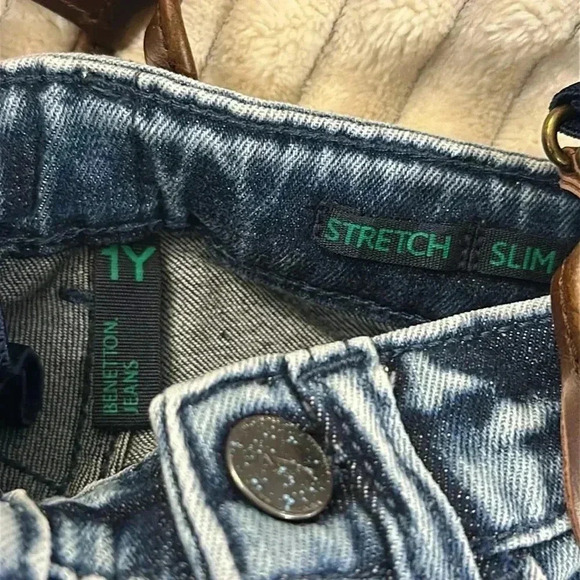 United Colors of Benetton - LIKE new denim pants with suspenders. Size 12 months - Picture 6 of 6